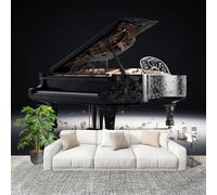 Générique 350x256 cm Seamless Join Easy Install Papier Peint Photo Art Musique Piano Durable Waterproof Removable Mural 200x140 Cm Noir Papier Peint Anti-Stain Fresque Murale Grande