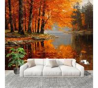 Générique 350x256 cm Seamless Join Easy Install Papier Peint Photo ForêTLacéRablesPaysage Durable Waterproof Removable Mural 200x140 Cm Rouge Orangé Papier Peint Anti-Stain Fresque Murale Grande