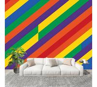 Générique 350x256 cm Seamless Join Easy Install Papier Peint Photo Lignes d'arc-en-ciel 3D Durable Waterproof Removable Mural 200x140 Cm Coloré Papier Peint Anti-Stain Fresque Murale Grande