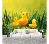 Générique 350x256 cm Seamless Join Easy Install Papier Peint Photo Mignon Animal Caneton Durable Waterproof Removable Mural 200x140 Cm Vert Papier Peint Anti-Stain Fresque Murale Grande