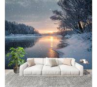 Générique 350x256 cm Seamless Join Easy Install Papier Peint Photo ScèNe EnneigéE Du Lac D'Hiver Durable Waterproof Removable Mural 200x140 Cm Bleu Papier Peint Anti-Stain Fresque Murale Grande