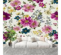 Générique 350x256 cm Seamless Join Easy Install Papier Peint Photo Vintage Romantique Floral Durable Waterproof Removable Mural 200x140 Cm Beige Papier Peint Anti-Stain Fresque Murale Grande