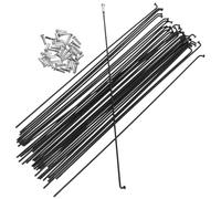 Générique 36 Rayons de Vélo en Acier 14g J Bend 260mm 36 Écrous, Accessoires Robustes pour Roues de VTT Noir, Ensemble Complet pour Réparation Vélo