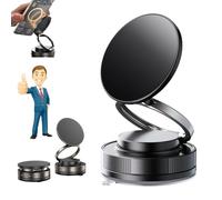 Générique 360 Adjustable Vacuum Magnetic Phone Holder, Rotating Magnetic Car Phone Holder, Suction Cup Phones Mount, Foldable, for Smooth Surface, Fit for All Smartphones (Black)