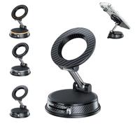 Générique 360° Adjustable Vacuum Magnetic Phone Holder,Rotation Sucker Suction Cup Phone Mount,Ultra-Strong Grip,Rock Solid,Dual-Axis Adjustability,No Trace,Reusable,for Car/Gym/Mirror/Shower (Black)