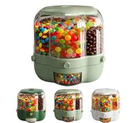 Générique 360° Rotating Candy Dispenser 6 Compartments, Candy Dispenser 360° Rotating, Christmas Candies Dispensers, One-Button Dispensing for Snacks, Candies, Coffee Beans, Rice, Grain (Green,XL)