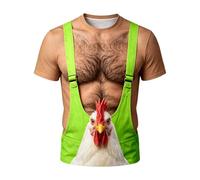 Générique 3D Amusant Tee Shirt Homme Imprimé Faux Poitrine Graphic Drole Moche Simulation Muscle T-Shirts à Manches Courtes Homme Rigolo Tshirt Drole Oversize Musculation De Sport Décontracté