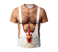 Générique 3D Amusant Tee Shirt Homme Imprimé Faux Poitrine Graphic Drole Moche Simulation Muscle T-Shirts à Manches Courtes Homme Rigolo Tshirt Drole Oversize Musculation De Sport Décontracté