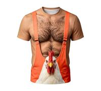 Générique 3D Amusant Tee Shirt Homme Imprimé Faux Poitrine Graphic Drole Moche Simulation Muscle T-Shirts à Manches Courtes Homme Rigolo Tshirt Drole Oversize Musculation De Sport Décontracté