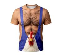 Générique 3D Amusant Tee Shirt Homme Imprimé Faux Poitrine Graphic Drole Moche Simulation Muscle T-Shirts à Manches Courtes Homme Rigolo Tshirt Drole Oversize Musculation De Sport Décontracté