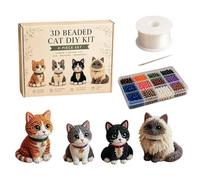Générique 3D Animal Beads, Tiny DIY Kit Set, Beginner Friendly Cat Craft Kit with Colorful Bead Assembly Design, Creative Handmade Art Activity Pack for Office Party Display Use