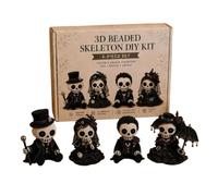 Générique 3D Beaded Skeleton Kit, Tiny Skeleton Figure Bead Making DIY Kit, 3D Handmade Skull Ornament Beading Kits for Adults Beginners Halloween