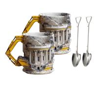 Générique 3D Building Print Excavator Shape Ceramic Coffee Mug,Novelty Funny Collapsing Building Scene Tea Mugs Milk Cup with Handle,Gift for Engineers and Office Workers