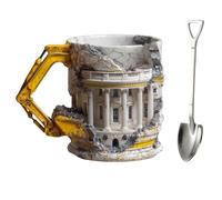 Générique 3D Building Print Excavator Shape Ceramic Coffee Mug,Novelty Funny Collapsing Building Scene Tea Mugs Milk Cup with Handle,Gift for Engineers and Office Workers