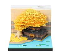 Générique 3D Calendar | Paper Sculpture Calendar | Flower Tree House Design Art Notepad with Light Tear Away Memo for ssroom ay mmu or ut T c Ho me