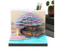 Générique 3D Calendar | Paper Sculpture Calendar | Flower Tree House Design Art Notepad with Light Tear Away Memo for ssroom ay mmu or ut T c Ho me