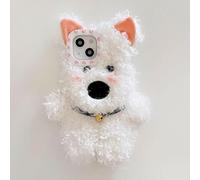 Générique 3D Cute West Highland Dog Fluffy Plush Phone Case for iPhone, 3D Protective Cute Lovely Adorable for iPhone 17/16/15/14/13/12/11 Pro Max (12pro Max)