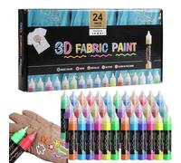 Générique 3D Fabric Paint, Permanent Textile Color, Waterproof Craft Paint, Vibrant 24 Colors, 30ml Bottles, High Precision Nozzle, Excellent for Clothing, Canvas, Wood, Glass, Kids, Adults Crafting