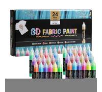 Générique 3D Fabric Paint, Permanent Textile Colors, Waterproof Craft Paint Set, Compact Vibrant 24 Shades, Ideal Use for Adults, Kids, Clothing, Canvas, Wood, Hat and Glass Decoration, Multicolor