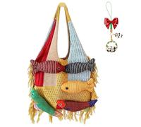 Générique 3D Fish Knitted Tote Bag, Large Capacity Shoulder Bag with Fish Decoration for Daily Use Work Travel (Yellow)