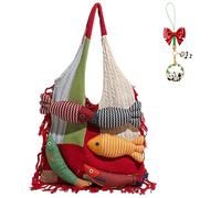 Générique 3D Fish Knitted Tote Bag, Large Capacity Shoulder Bag with Fish Decoration for Daily Use Work Travel (Red)