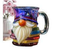 Générique 3D Gnome Mug - Hand-painted Ceramic Cup for Tea Coffee Lovers | Lightweight Porcelain with Fun Book Design, Comfortable Handle, Suitable for Home Office Travel Birthday Chocolate Drinks
