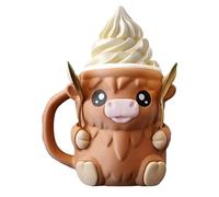 Générique 3D Highland Cow Ice Cream Pint Holder, Avec Poignée Antigel Et 2 Cuillères, La Base Non Slip S'adapte À La Crème Glacée 16 Oz, Gift For Highland Cow Lovers