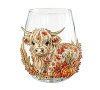 Générique 3D Highland Cow Wine Glass 12cm Stemless Decor Cup For Farmhouse