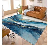 Générique 3D Imprimés Tapis 3D Marbre éLéMents Poil Ras Doux Lavable en Machine Antidérapant Bleu Et Blanc Tapis Salon Chambre Coucher Salle à Manger D'intérieur Paillasso Moderne 160x230 cm
