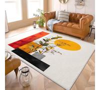 Générique 3D Imprimés Tapis Moderne Abstrait Botanique Poil Ras Doux Lavable en Machine Antidérapant Blanc Clair Tapis Salon Chambre Coucher Salle à Manger D'intérieur Paillasso Moderne 80x150 cm