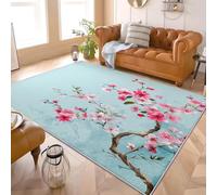 Générique 3D Imprimés Tapis Peinture à L'Encre De Style Chinois Poil Ras Doux Lavable en Machine Antidérapant Bleu Tapis Salon Chambre Coucher Salle à Manger D'intérieur Paillasso Moderne 80x150 cm