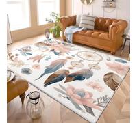 Générique 3D Imprimés Tapis Romance Attrape-RêVes Plumes Poil Ras Doux Lavable en Machine Antidérapant Blanc Tapis Salon Chambre Coucher Salle à Manger D'intérieur Paillasso Moderne 120x180 cm