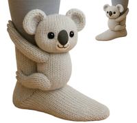 Générique 3D Knit Animal Socks,Hand Crocheted Animal Hug Socks,Cute Plush Animals Pattern Warm Winter Sock,Double Layer Christmas Sock (I)