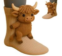 Générique 3D Knit Animal Socks,Hand Crocheted Animal Hug Socks,Cute Plush Animals Pattern Warm Winter Sock,Double Layer Christmas Sock (K)