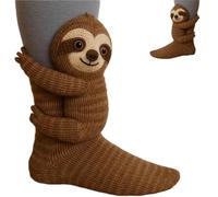 Générique 3D Knit Animal Socks,Hand Crocheted Animal Hug Socks,Cute Plush Animals Pattern Warm Winter Sock,Double Layer Christmas Sock (F)