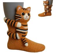 Générique 3D Knit Animal Socks,Hand Crocheted Animal Hug Socks,Cute Plush Animals Pattern Warm Winter Sock,Double Layer Christmas Sock (E)