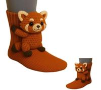 Générique 3D Knit Animal Socks,Hand Crocheted Animal Hug Socks,Cute Plush Animals Pattern Warm Winter Sock,Double Layer Christmas Sock (D)