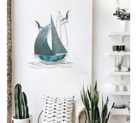 Générique 3D Metal Sailboat Wall Decor, Home Decor Metal Sailboat Wall Hanging Creative Handmade Wall Sculpture Modern Artwork Decoration for Living Room, Bedroom, Office(37x40cm)