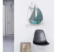 Générique 3D Metal Sailboat Wall Decor, Home Decor Metal Sailboat Wall Hanging Creative Handmade Wall Sculpture Modern Artwork Decoration for Living Room, Bedroom, Office(33x40cm)