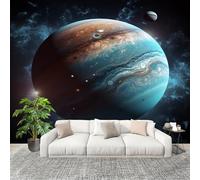 Générique 3D Moderne Art Photo Papier Peint 400x280 cm Univers PlanèTes Espace Papier Peint Panoramique Poster Geant Mural Fresque Murale intissé Bleu Salon Chambre D'enfant Fond TV Décor
