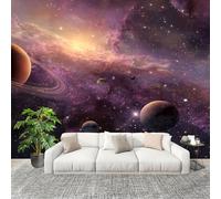 Générique 3D Moderne Art Photo Papier Peint 400x280 cm UniversEspacePlanèTes Papier Peint Panoramique Poster Geant Mural Fresque Murale intissé Violet Salon Chambre D'enfant Fond TV Décor
