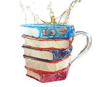 Générique 3D Mug De Livre Peint, 300ml Tasse Livre Drole En Peint À La Main, Verre Mug A Peindre, Pour Pause Du Matin, Café, Études, La Lecture, Llibrairie, Cuisine Ou Maison