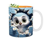 Générique 3D Owl Coffee Mug - 11oz Ceramic Novelty Mug with 3D Flat Painted Owl Design, Decorative Ówl Cup for Coffee, Milk, Tea, Home Office Use, Gift for Òwl Lovers