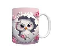 Générique 3D Owl Coffee Mug - 11oz Ceramic Novelty Mug with 3D Flat Painted Owl Design, Decorative Ówl Cup for Coffee, Milk, Tea, Home Office Use, Gift for Òwl Lovers