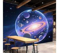 Générique 3D Panoramique Murale 400x280cm Nébuleuse Cosmique papier peint chambre adulte Planète Impression murale en toile à l’huile, sans joint, parfaite pour espace de lecture ou bibliothèque