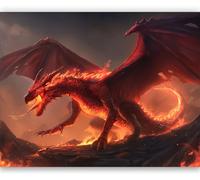 Générique 3D Panoramique Murale Dragon Féroce Cracheur De Feu 400 x 280 cm Papier Peint Intissé pour Salon Chambre Enfant Chambre Décoration Murale Poster Tableaux Photo Muraux