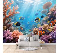 Générique 3D Panoramique Murale Poissons Tropicaux De L'Océan, Papier Peint Enfant Monde Sous-Marin Colorépour Chambre Transforme Votre Pièce Cache Les Imperfections Du Mur 300X256cm