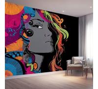 Générique 3D Panoramique Murale Traditionnel Style Ethnique Personnages - Papier Peint Intissé Pour Salon Enfant Chambre Décoration 250 x 175 cm, Noir Murale Poster Tableaux Photo Muraux