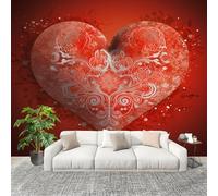 Générique 3D Panoramique papier peint Photo 3dArtAmour Papier Peint Intissé Amovible 200x140 cm Rouge Décoration Fresque Murale Pour Salon Chambre Enfant Chambre