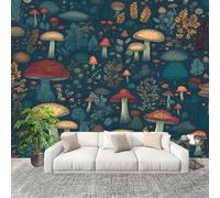 Générique 3D Panoramique papier peint Photo Fantaisie Champignons ForêT Papier Peint Intissé Amovible 250x175 cm Vert Décoration Fresque Murale Pour Salon Chambre Enfant Chambre